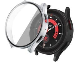 Screen protector - Geschikt voor Samsung Galaxy Watch 5 - 40 mm - Full Cover Hard Case / Beschermend Hoesje - Zilver