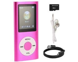 MP3 Speler met Bluetooth - Incl. 32GB SD Kaart - Digitaal 1,8-inch LCD-scherm - USB - FM-radio - Spraakrecorder - E-book - Dicatafoon - Ideaal voor Sport, Kinderen en Volwassenen - Roze