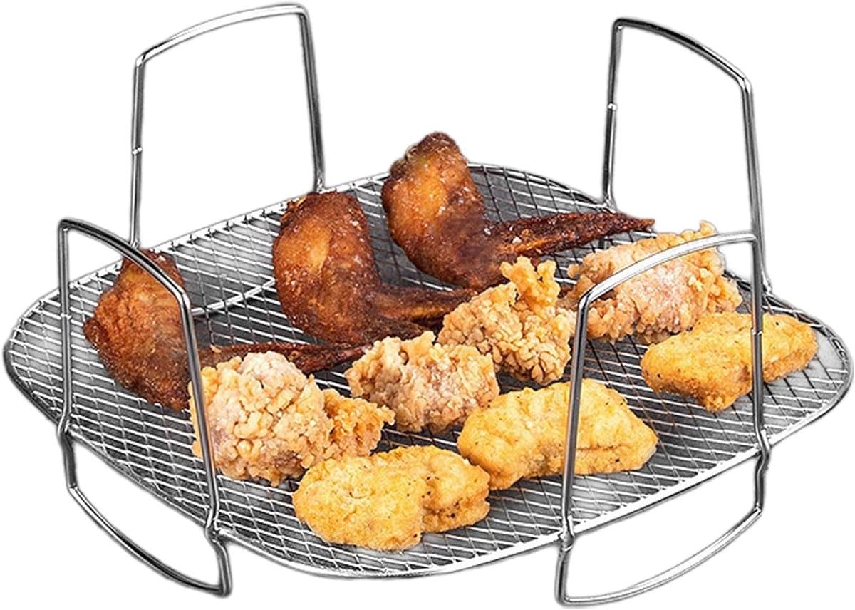 Airfryer-grillrek, Airfryer-rek voor oven - Airfryermand RVS Bakrek - Luchtfriteuserekken, herbruikbare luchtfriteusegrill voor keukenhuishoudens — afbeelding 1