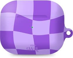 xoxo Wildhearts hoesje geschikt voor AirPods Pro - Violet Vibes - Matte - Ook als telefoonhoesje verkrijgbaar - schokbestendige case - koptelefoon hoesje - Mat - Beschermhoes met golvende blokjes - Golven - Paars