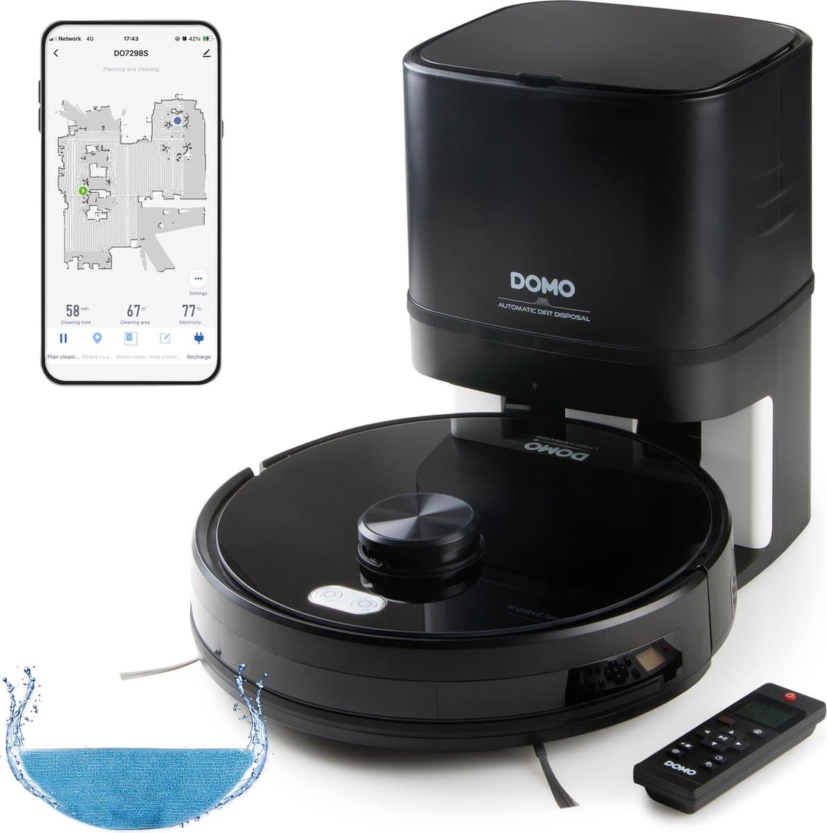 DOMO DO7298S Robotstofzuiger - Automatische lediging - Dweilsysteem - App — afbeelding 1