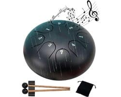 Regentrommel Chakra - 6-inch Stalen Tongtrommel - 8 noten - Meditatieve Regen Drum voor Yoga & Relaxatie