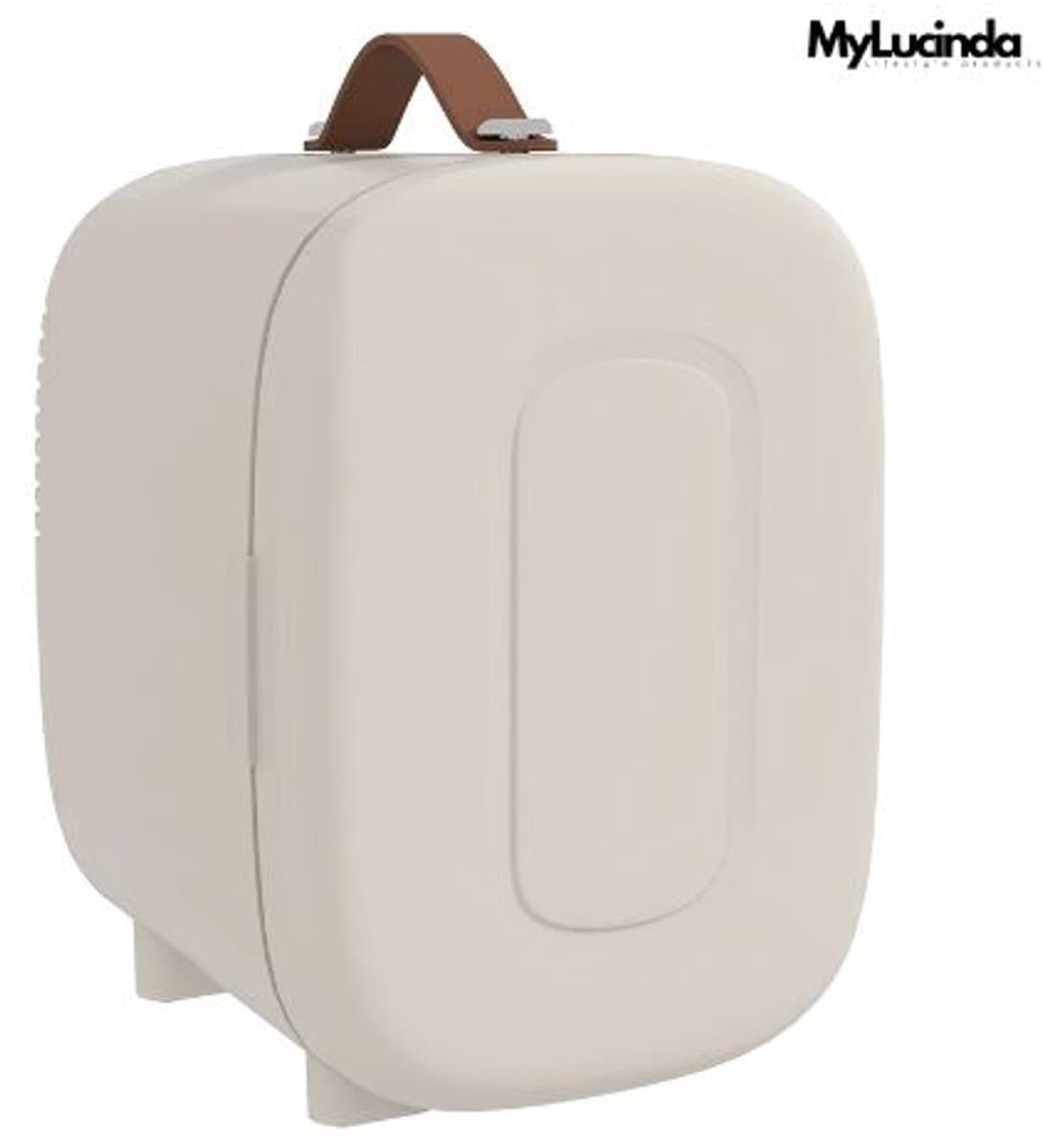 Mylucinda® Mini Koelkast – 4L – Koelt Tot 2°C & Verwarmt Tot 65°C – Compact Formaat 20x26x28 cm – Voor Thuis, Auto & Kantoor – Crème Wit — afbeelding 1