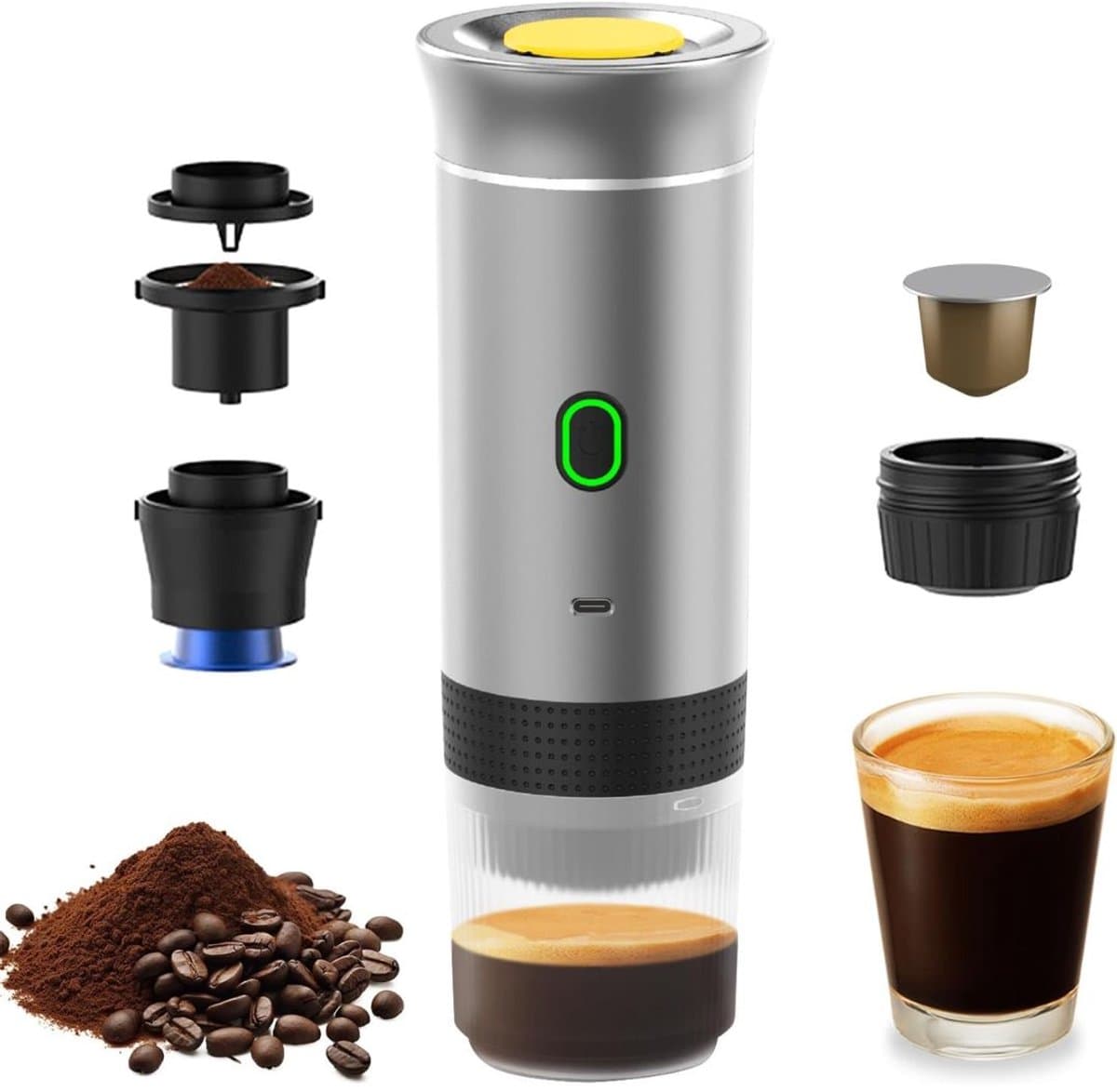 Draagbare Koffiemachine - Koffiezetapparaat Auto - Compact - Zilver — afbeelding 1