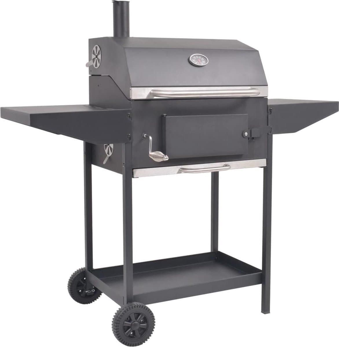 vidaXL Houtskoolbarbecue met onderplank zwart — afbeelding 1