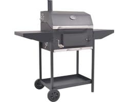 vidaXL Houtskoolbarbecue met onderplank zwart