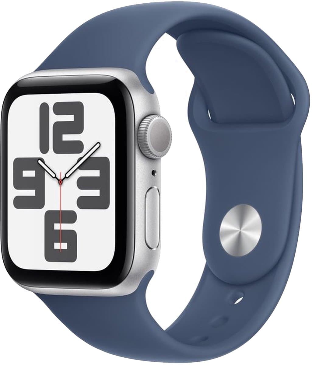 Apple Watch Se GPs 44mm Denim Sport Band S/m Smartwatch Silver Aluminium — afbeelding 1