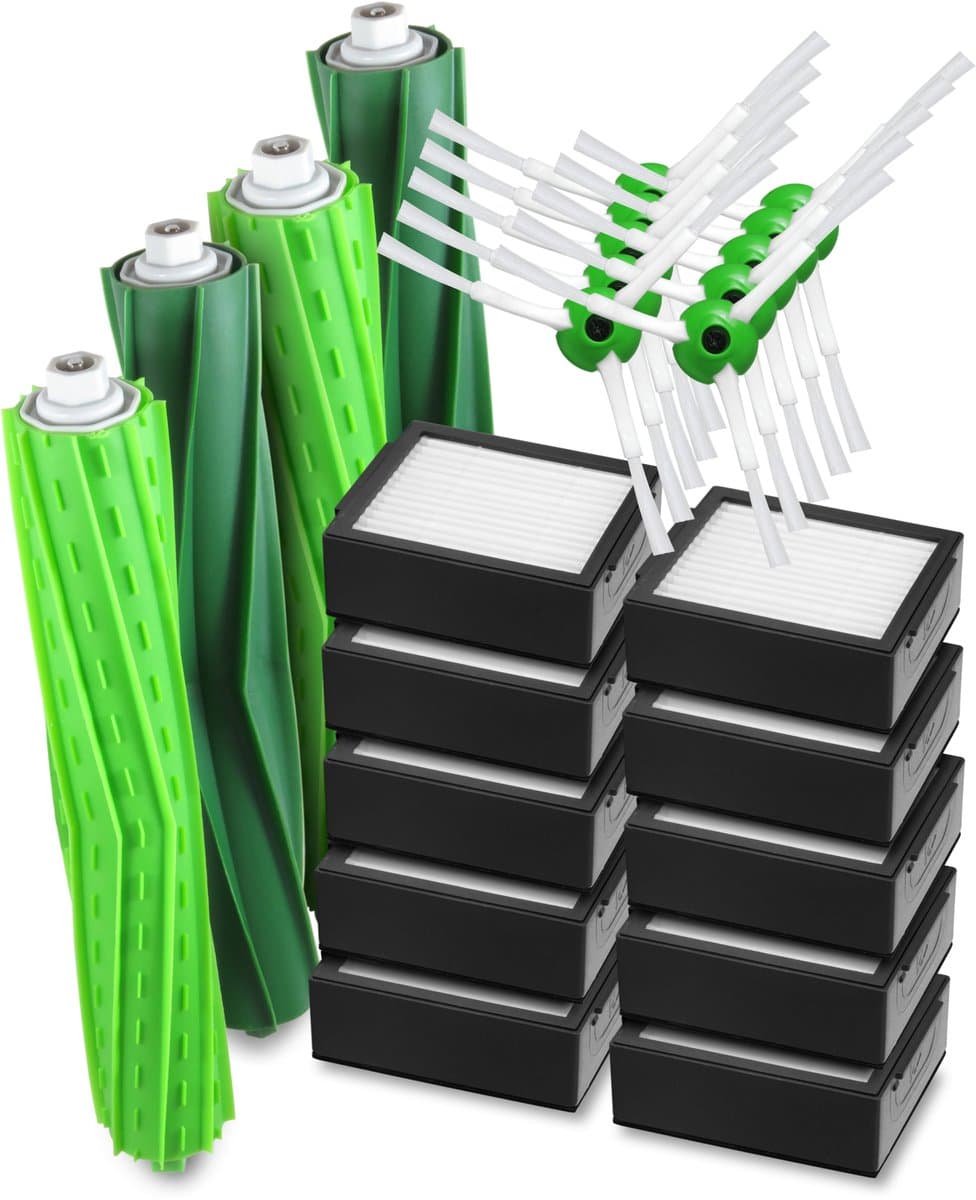 Dparts XL vervangingsset geschikt voor iRobot Roomba - 10x HEPA filter - 10x zijborstel - 4x rubberen borstels - voor E5 E6 i3 i3+ i4 i4+ i5 i5+ i6 i6+ i7 i7+ i8 i8+ J7 J7+ - filterset - dubbele hoofdborstels - zijborstels - 4757966 — afbeelding 1