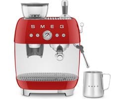 SMEG EGF03RDEU Espressomachine met Geïntegreerde Bonenmaler - Pistonmachine - Dubbel Thermoblock - 58 mm Filterdrager - Professionele Stoompijp - '50s Style - Rood