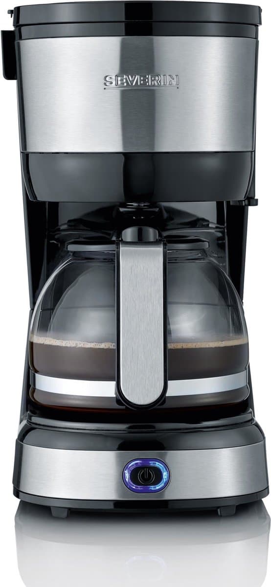 Severin KA 4819 Compact Filterkoffiezetapparaat – 4 Kopjes – Permanent Filter – Glazen Kan – 0,56 Liter – Zwart/RVS — afbeelding 1