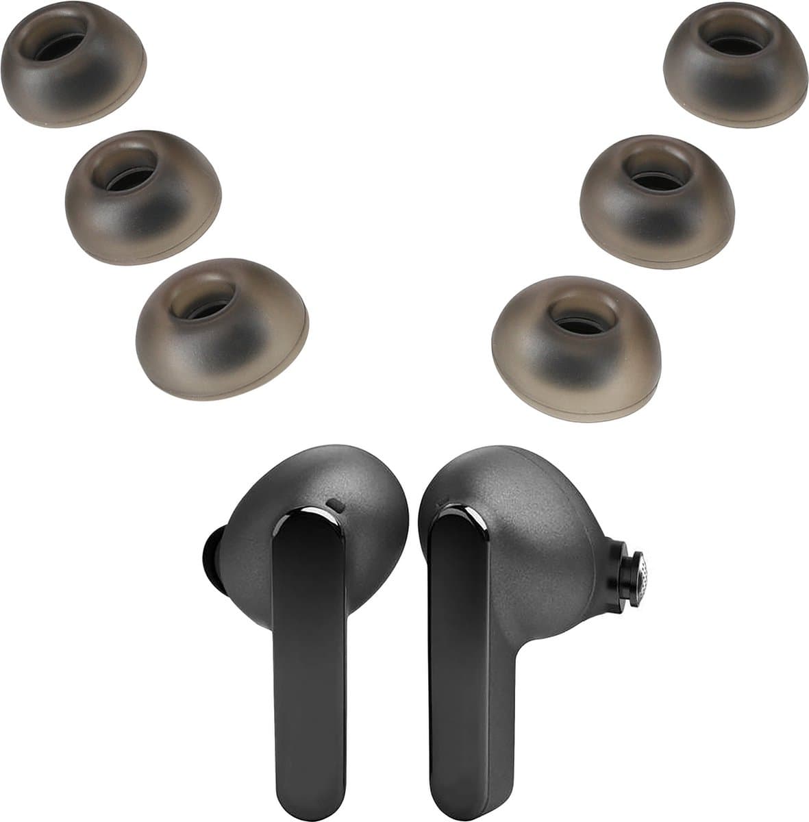 kwmobile 6x cover voor in-ear oortjes geschikt voor JBL Live Pro 2 TWS - Vervangende oordopjes in zwart — afbeelding 1