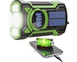 ViveLux® Noodradio - Powerbank 5000 mAh - Bluetooth - Vernieuwd Model 2026 - Solar Opwindbaar - Noodpakket - Draagbare radio - Zaklamp Voor Noodpakket/Camping