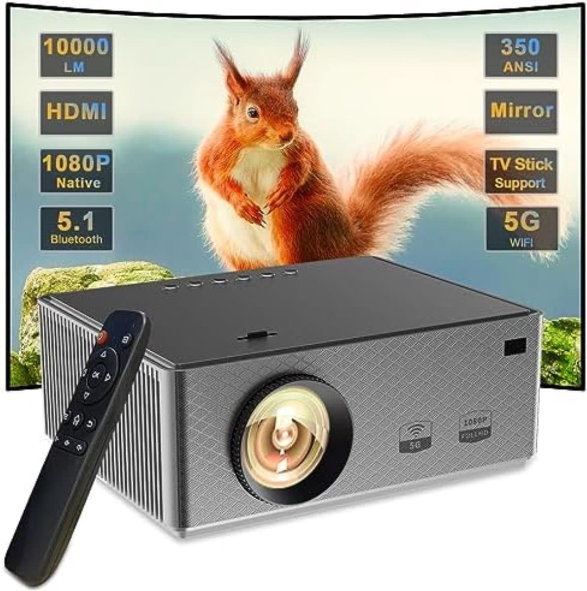 Mini Beamer - Streamen vanaf je telefoon - Input tot 4K - Bluetooth Audio - Projector - Mini Projector - HDMI - USB - Zwart - Smartphone - Draagbaar - Ingebouwde speaker — afbeelding 1