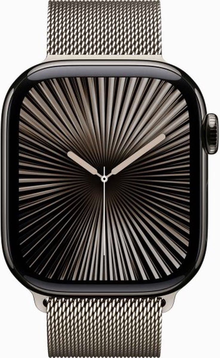 Apple Watch Series 10 - Wifi + 4G - 46mm - Natural Titanium Case met Natural Milanese band - S/M — afbeelding 1