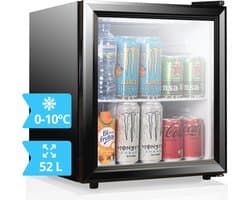Mini-koelkast 52L met glazen deur - Energiebesparende en stevige koeloplossing voor thuis en op kantoor