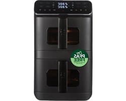 Heteluchtfriteuse - Dubbele Lade - Snel Koken - Verticaal Ruimtebesparend - 9 Liter - Zwart