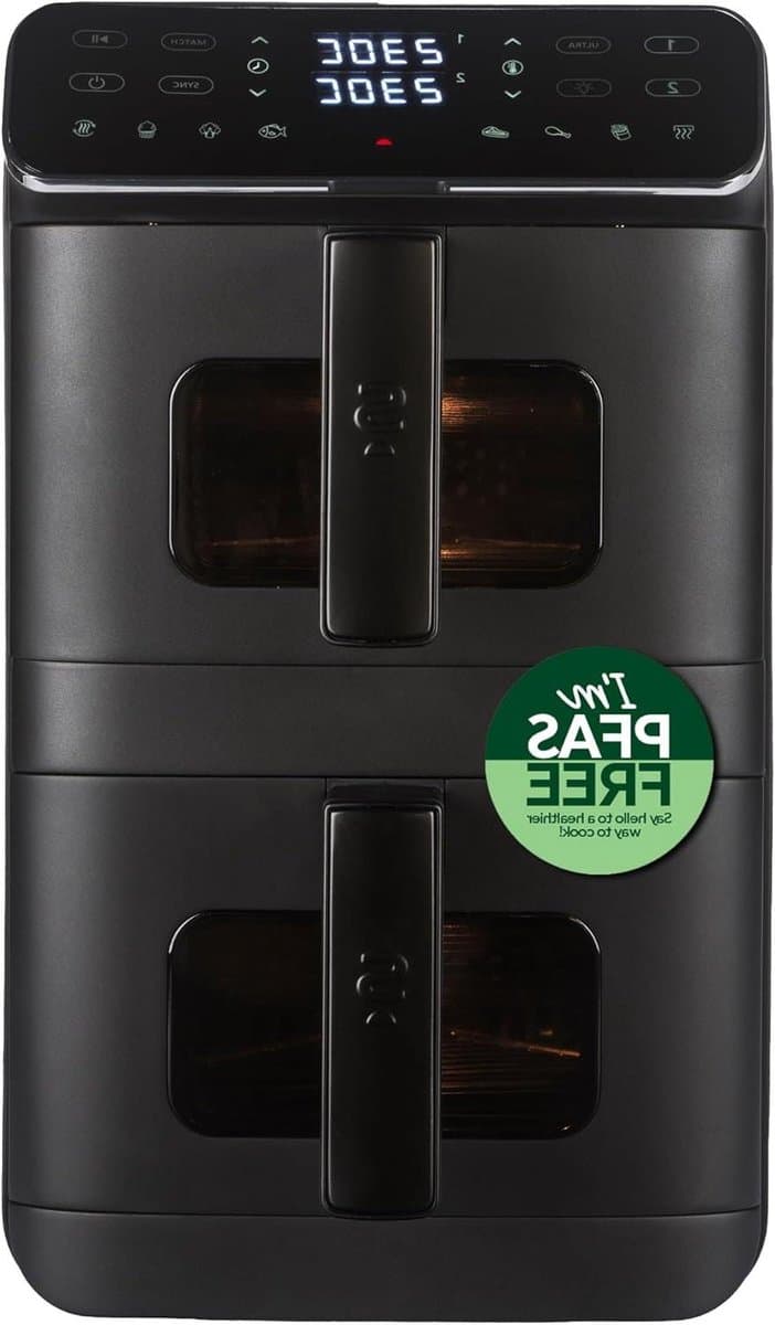 Heteluchtfriteuse - Dubbele Lade - Snel Koken - Verticaal Ruimtebesparend - 9 Liter - Zwart — afbeelding 1