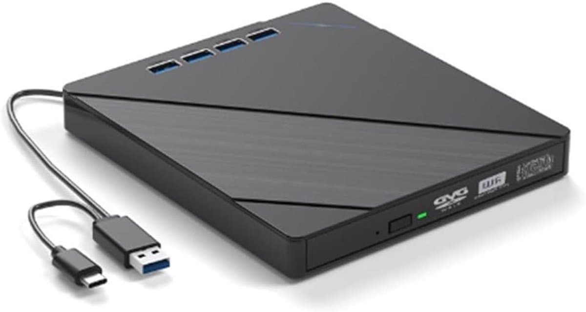 Externe CD/DVD-schijf - Lezer Brander - Bestanden Overzetten - Met Kaartlezers - USB 3.0 - Zwart — afbeelding 1