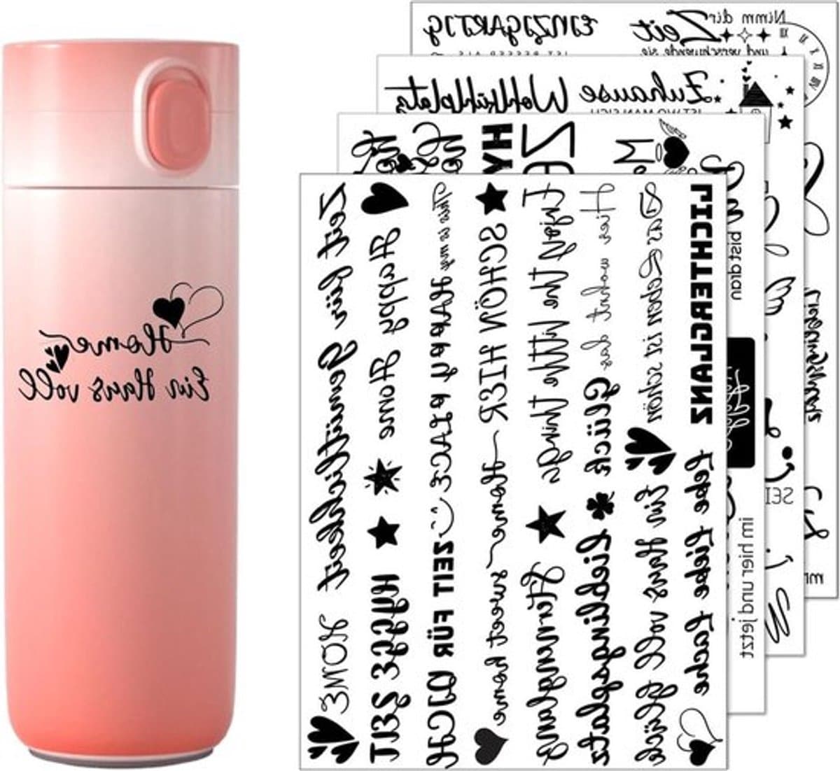 Set van 8 rub-on stickers met spreuken op transferfolie voor het decoreren van kaarsen en meubels, ideaal als creatieve vakantiegeschenken — afbeelding 1