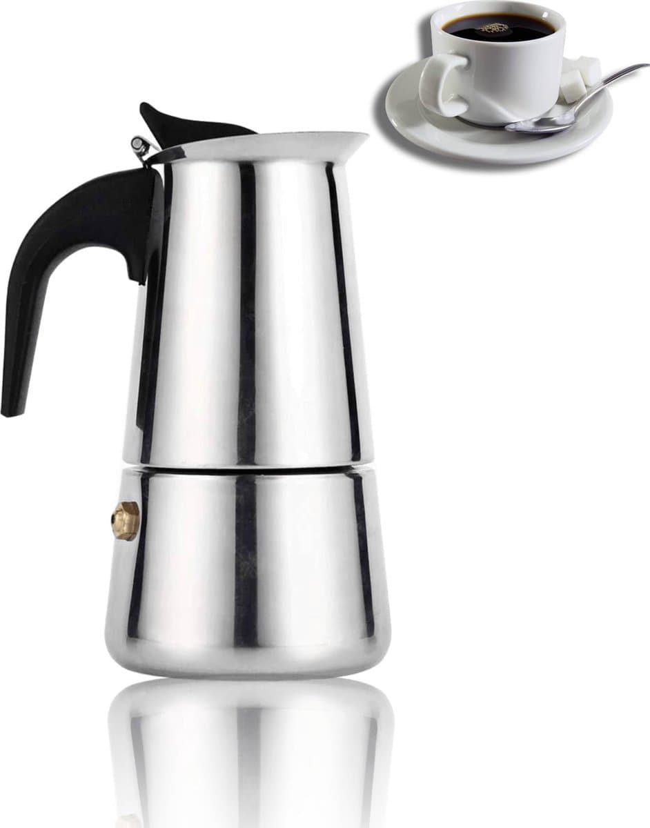 Dailygoody - Roestvrij staal Moka Pot - Koffiezetapparaat - Ergonomisch handvat - 100ml - Duurzaam ontwerp - Geschikt voor thuis en kantoor - Mokka Pot — afbeelding 1