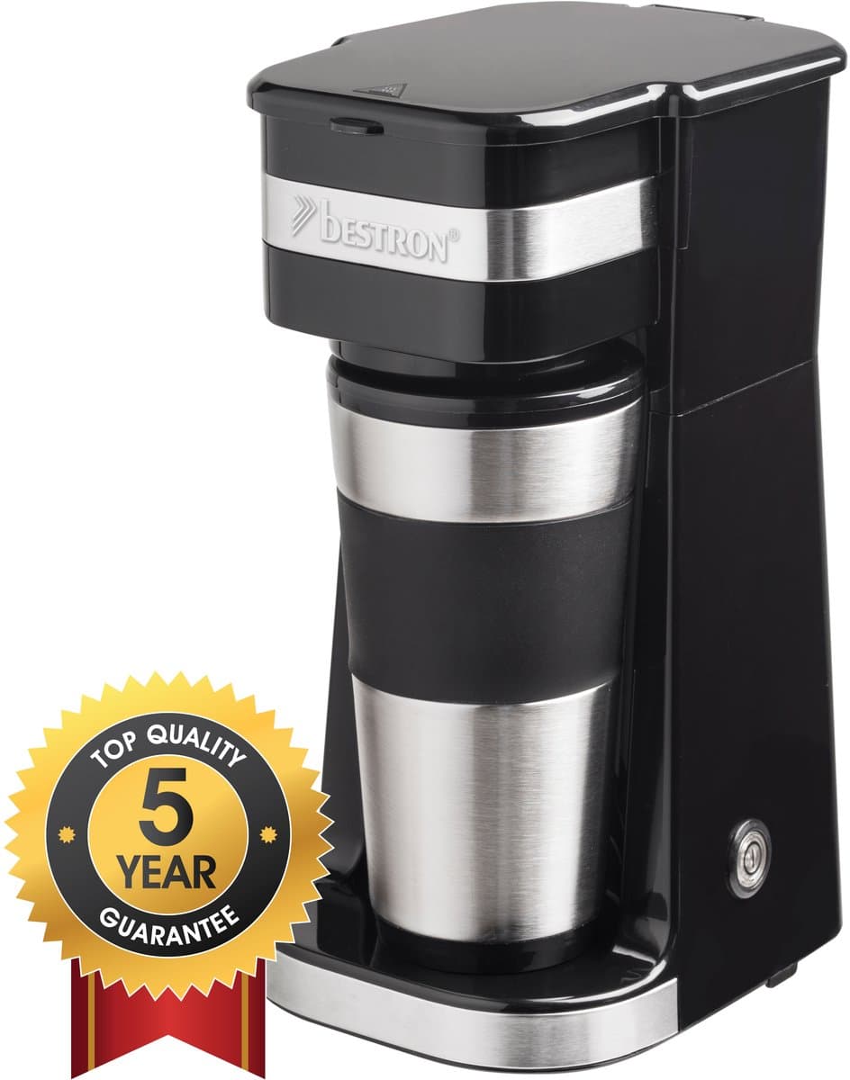 Bestron Koffiezetapparaat filterkoffie 750W - ACM112Z - 0,42L, 2 grote koppen - Camping geschikt - Thermosbeker - 5 jaar garantie — afbeelding 1