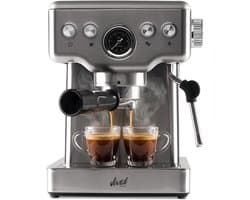 Vivid Green Espressomachine - 20 Bar - Pistonmachine met stoompijpje - Kopjesverwarmer - Coffee Machine - RVS