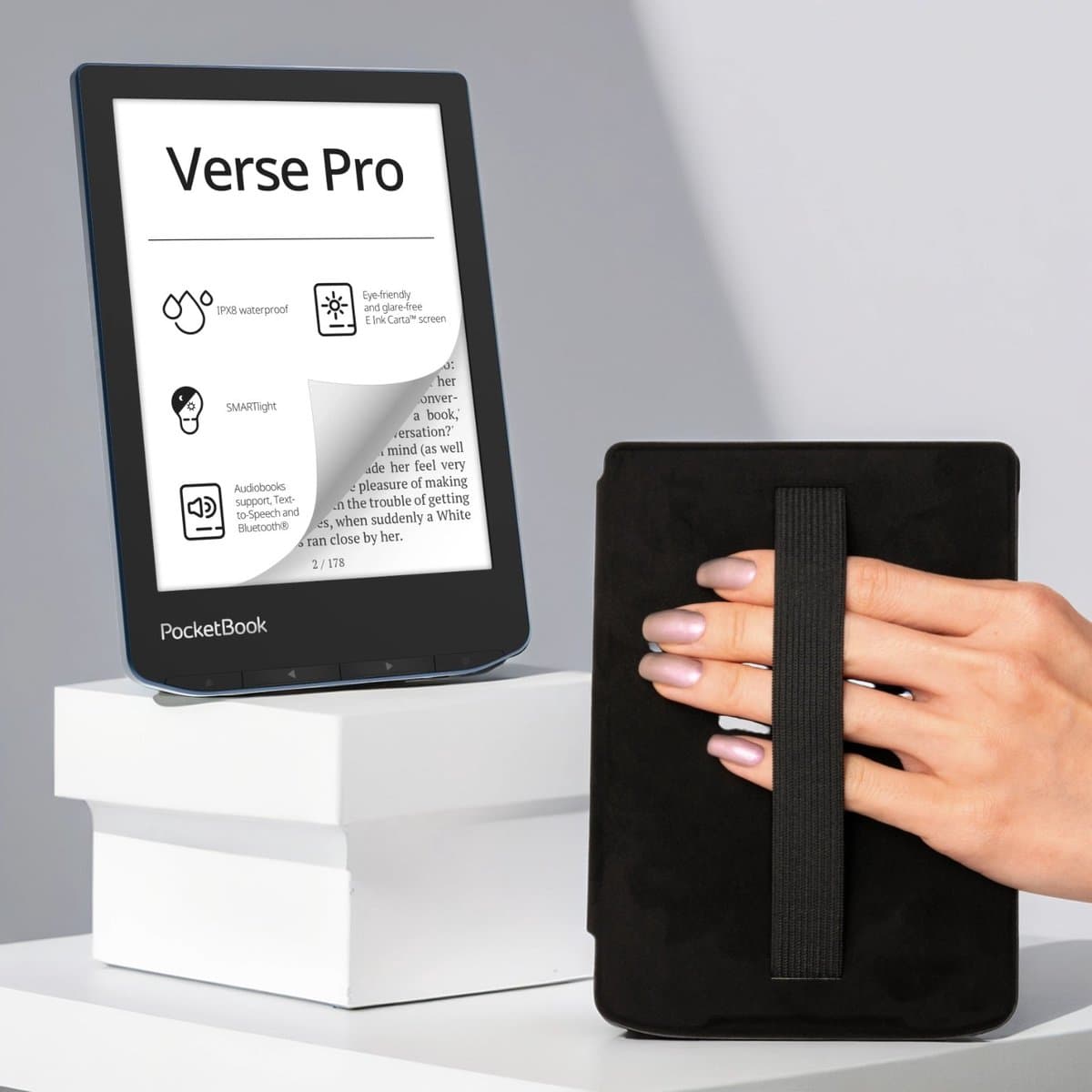PocketBook Verse Pro Azure e-reader – Inclusief Zwart met Elastiek Hoesje (shell cover) – Voordeelbundel — afbeelding 1