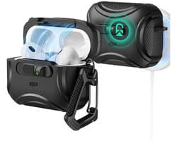 ESR Hoesje Geschikt Voor AirPods Pro 3 (2025) - Cyber FlickLock Case - Compatibel met MagSafe - Karabijnhaak - Zwart