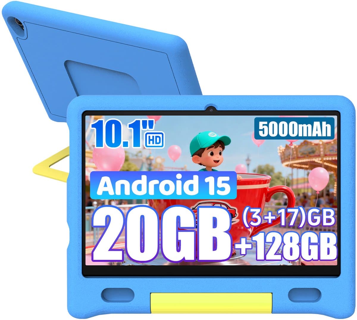 Hotlight KT1016 - Android 15 kindertablet - 10.1 inch - 20(3+17)GB RAM/128GB ROM– 5000mAh - Blauw — afbeelding 1