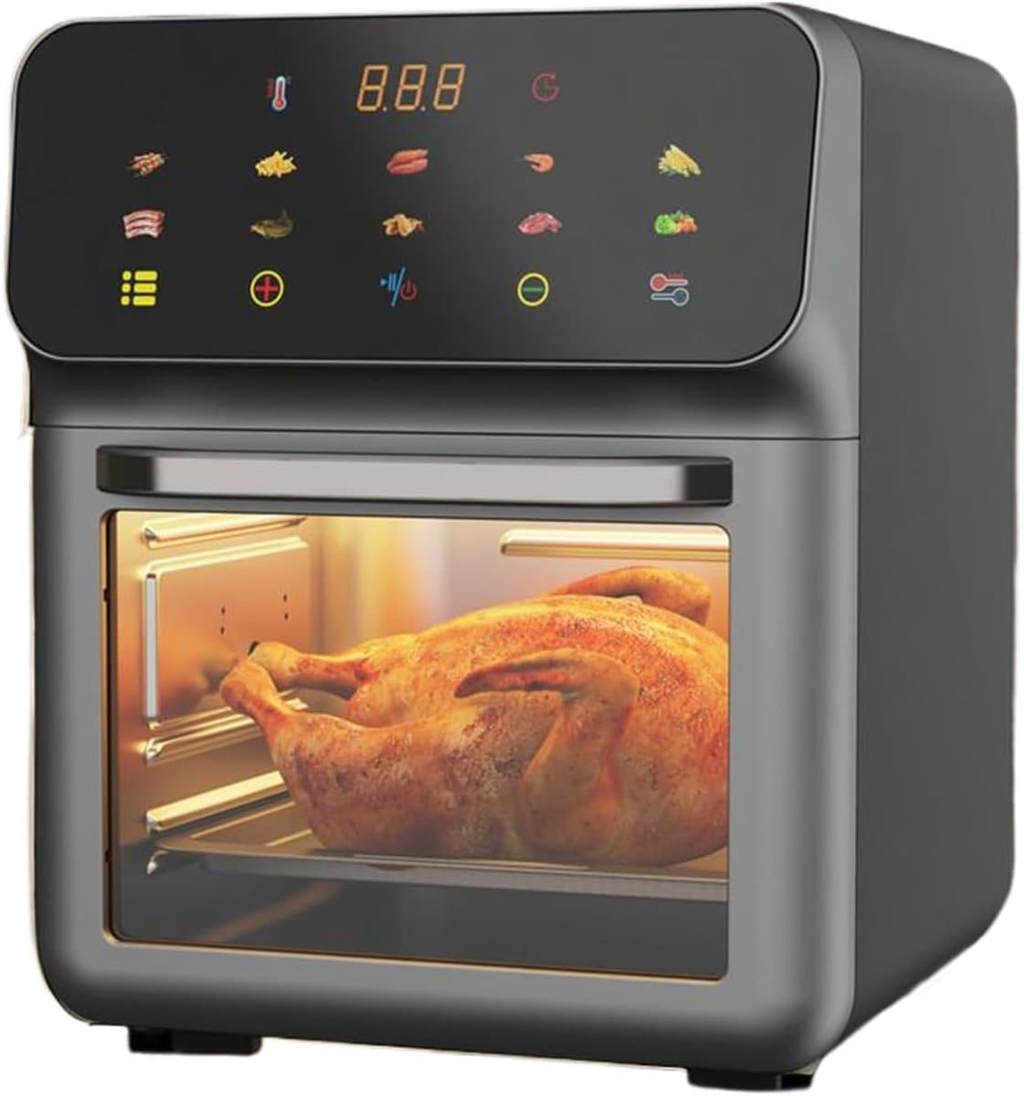 Luchtfriteuse Oven - Heteluchtoven Airfryer - Gezinsmaaltijden Bereiden - Met Kijkvenster - 15L Capaciteit - Zwart — afbeelding 1