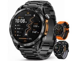 Royal Empire HD Pro GPS Smartwatch Heren - AMOLED Smartwatch met Ingebouwde GPS & Belfunctie - 100+ Sportmodi, Kompas & Zaklamp - Hartslagmeter, Slaapmonitor & SpO2 Meter - Inclusief 3 Bandjes - 1.43 Inch - Zwart