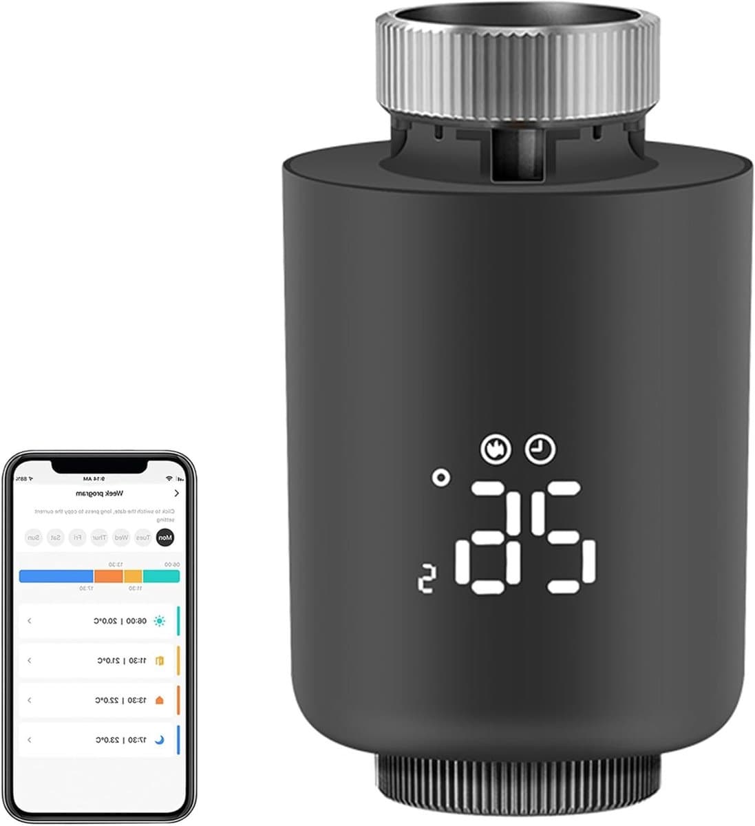 SnelShoppen - Smart Thermostaat Radiator Ventiel - Programmeerbaar, Zigbee Temperatuurregeling, App Besturing, Compatibel met Alexa en Google Home, LC — afbeelding 1