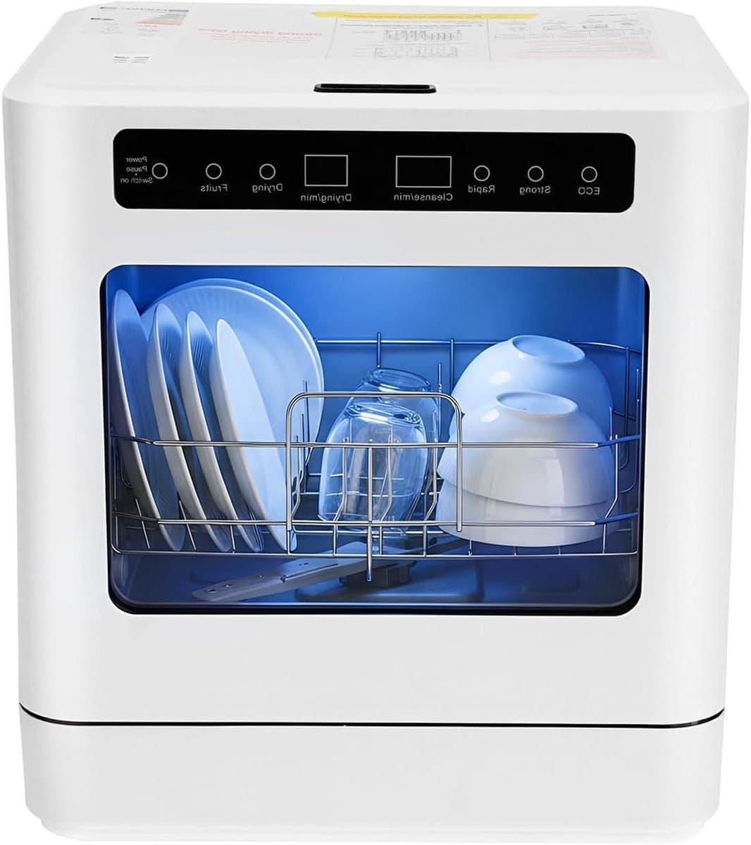 Compacte Vaatwasser - Mini Tafelmodel - Snel Servies Reinigen - Vier Wasprogramma's - 43x39x46 cm - Wit — afbeelding 1