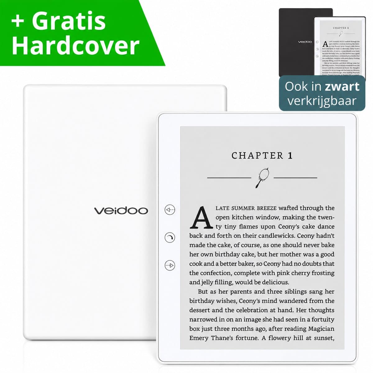 Haussgoods E-Reader – E-Ink – E-Book Reader – 6 inch – Inclusief Harde Cover & Stretch Band – Wit — afbeelding 1