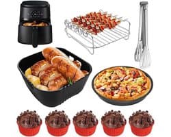 9-delige Airfryer Accessoireset - Siliconen Vormen & Grillrooster