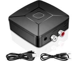 Bluetooth 6.0 ontvanger voor stereo-installatie met SBC - AAC decodering, Hi-Res decodering, bluetooth-adapter aux (3,5 mm jack naar 2 RCA-aansluitingen), AVRCP, A2DP, HFP, HSP Bluetooth-protocollen