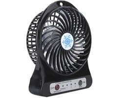 SPHProducts - Mini Tafelventilator - Draagbaar - USB Oplaadbaar - Zwart - Stil en Efficiënt - 3 Snelheden - Geschikt voor Thuis en Kantoor - Compact Model