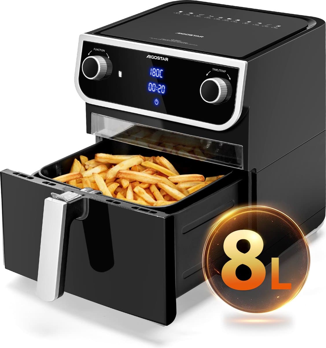 Aigostar 30I0T Joy - Airfryer XXL - Heteluchtfriteuse - 12 Automatische Programma's - 8L - Zwart — afbeelding 1