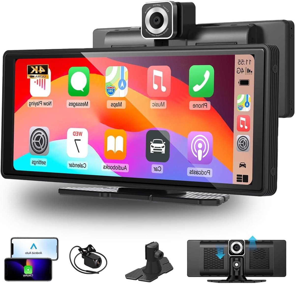 Autoradio – Autospeler – Multimediaunit – CarPlay Systeem – Android Auto – 10,26 Inch IPS-Touchscreen – 4K Dashcam met 1080p Achteruitrijcamera — afbeelding 1