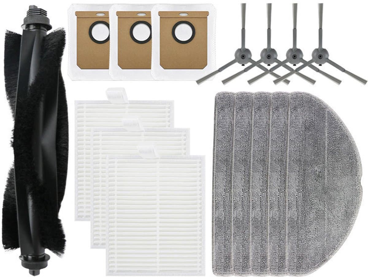 Vervangende Onderdelen - 15-Delige - Geschikt voor Tapo RV30 Max Plus/RV20 Max Plus Robotstofzuiger - 1 Rolborstel, 4 Zijborstels, 3 HEPA-Filters, 3 Stofzakken, 4 Dweilpads - Accessoireset — afbeelding 1