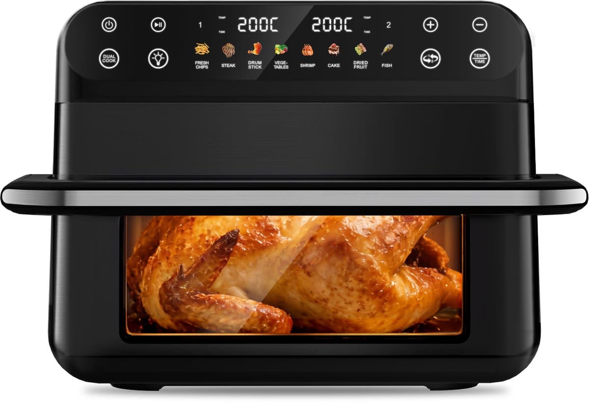 Fukstern Dubbele Airfryer XXL–11L 2500W–Tot 6 Personen-Dubbele Mand–30°C tot 200°C Instelbaar–8 Voorgeprogrammeerde Functies–Zwart — afbeelding 1