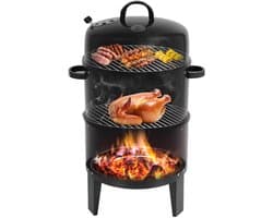 Barbecue Rookoven 3 in 1 - Roker - Grill - Braiser - Zwart - 3 Lagen