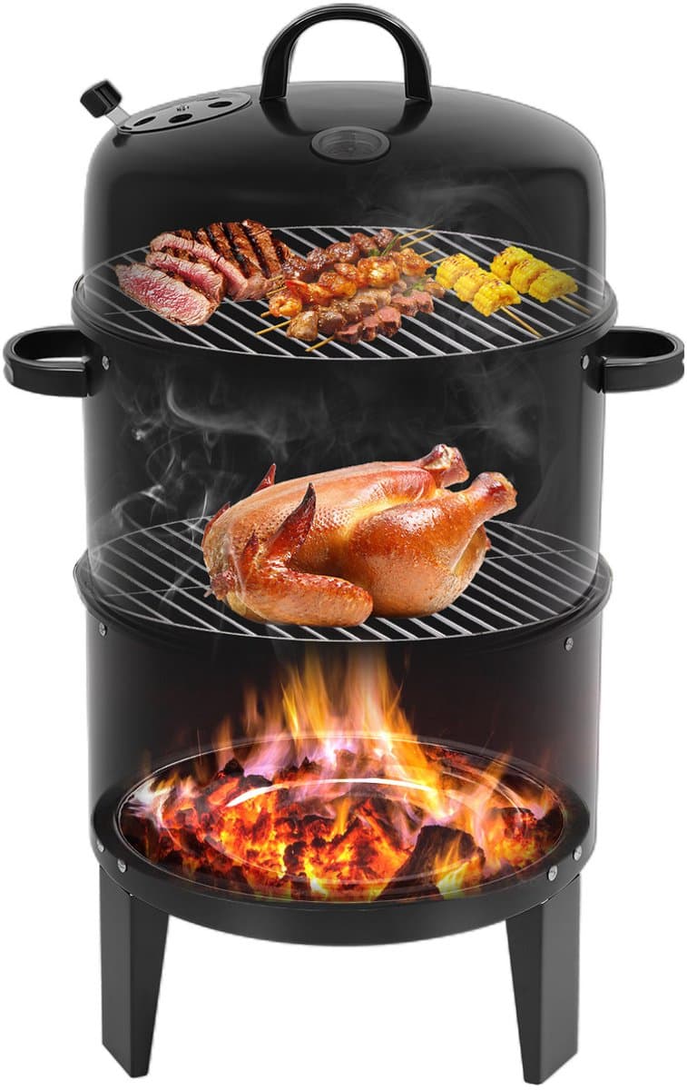 Barbecue Rookoven 3 in 1 - Roker - Grill - Braiser - Zwart - 3 Lagen — afbeelding 1