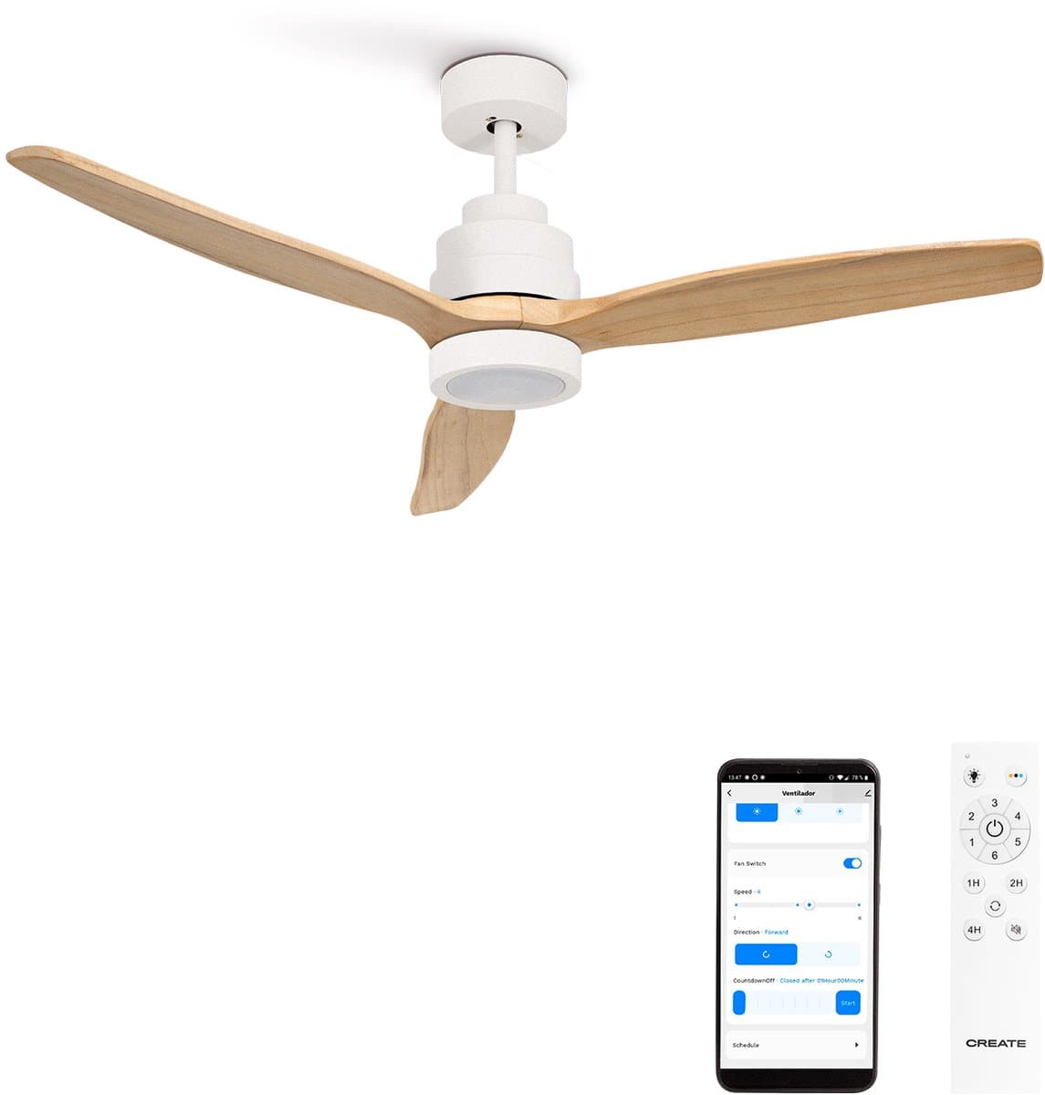 CREATE - Stille plafondventilator van 40 W met technische ABS-bladen (Ø112cm) - Met licht - WIFI - WIND STYLANCE — afbeelding 1