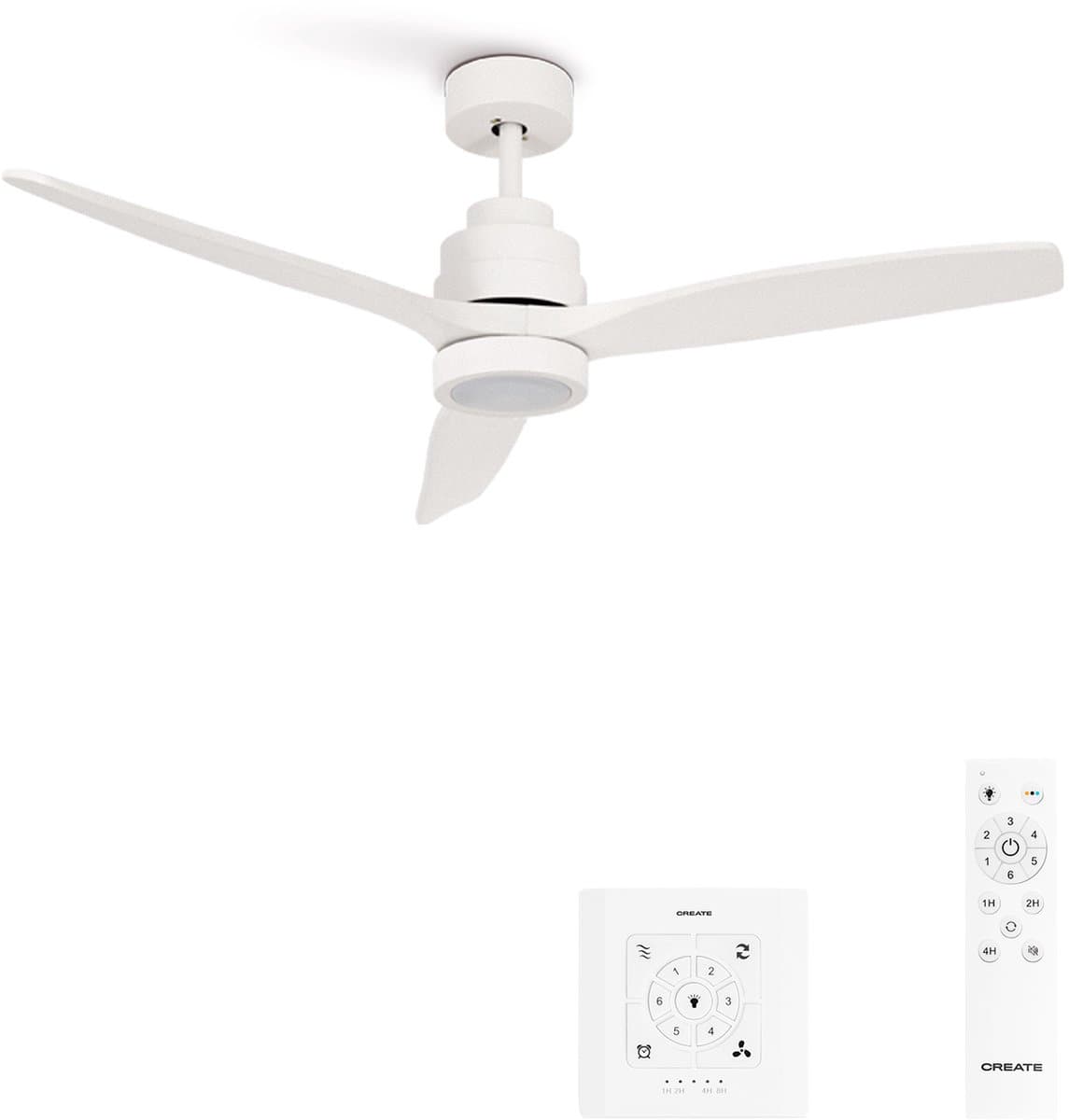 CREATE - Stille plafondventilator van 40 W met technische ABS-bladen, verkrijgbaar in verschillende maten - S - Met licht - Controller voor wandmontage - WIND STYLANCE — afbeelding 1