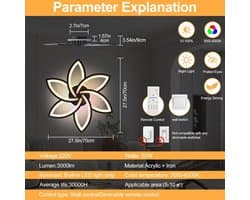 Moderne Zwarte Plafondlamp LED 50W - Dimbaar 3000K-6000K & RGB Kleuren - 3000lm - Inclusief Afstandsbediening