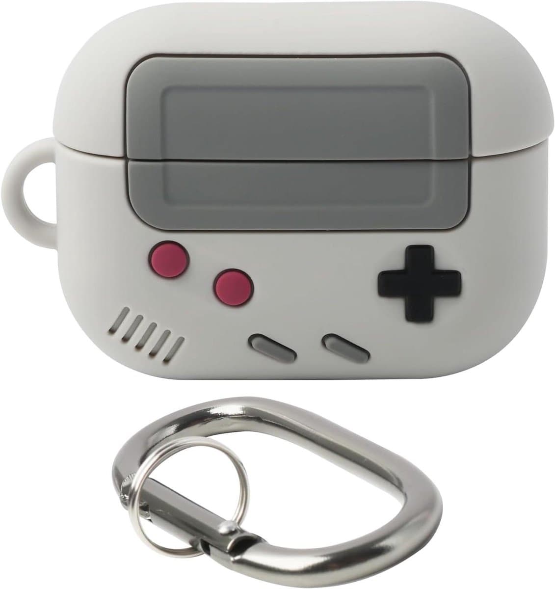 Hoes met karabijnhaak voor draadloze oortjes, retro design, beschermhoes voor AirPods Pro met klassieke gameconsole stijl, siliconen beschermhoes, draadloos opladen, draagbaar en trendy. — afbeelding 1