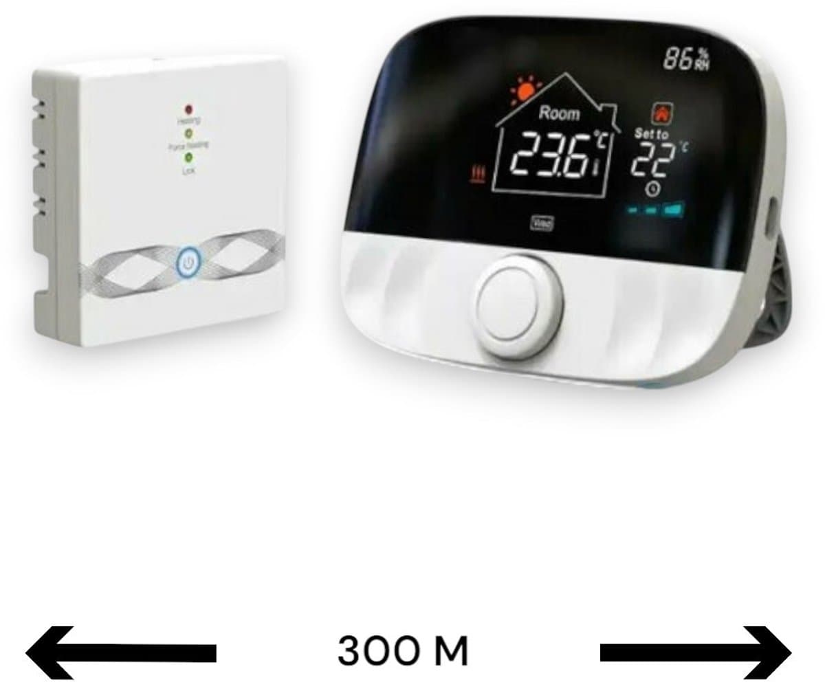 Draadloze thermostaat | Wifi | Draaiknop bediening | Opbouwmontage | Verwarmen | Tuya Smart Life | Zwart grijs — afbeelding 1