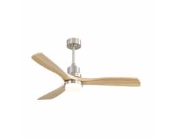 Plafondventilator 132 cm met dimbare LED - 6 snelheden - 3 houten bladen - omkeerbare DC-motor - afstandsbediening - slaapkamer — afbeelding 1