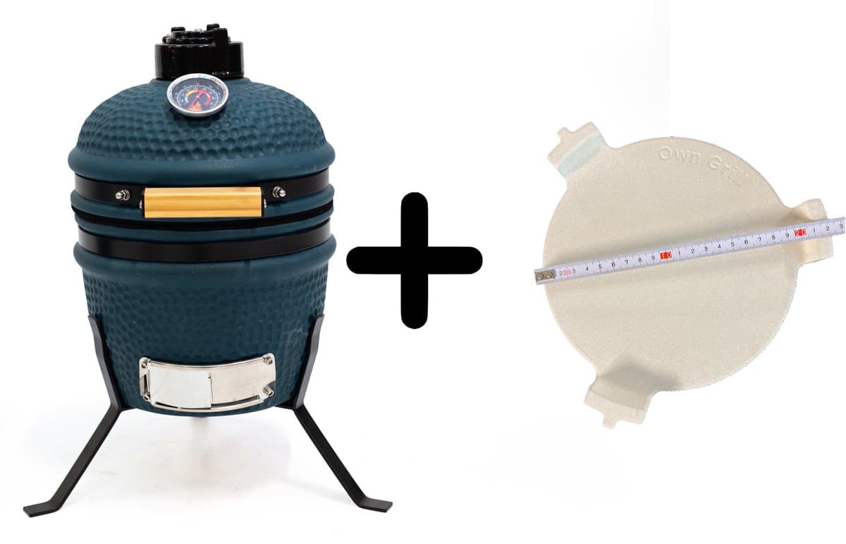 Compleet - Own Grill 13 inch kamado barbecue V2 blauw met heatdeflector — afbeelding 1